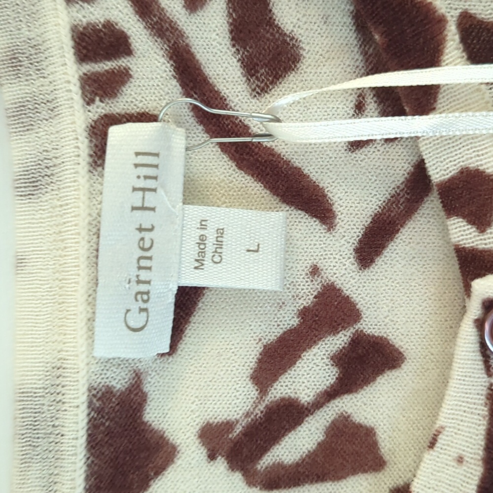 Garnet Hill ECO Merino Wool Tropical Button Up Cardigan NWT - Picture 2 of 7